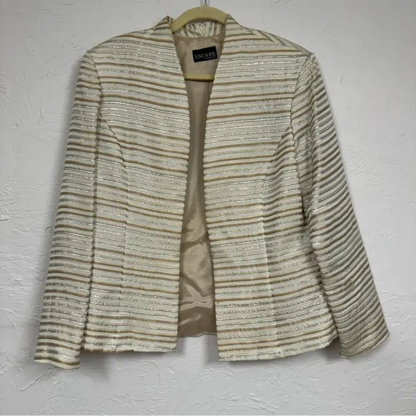 Xscape Gold Striped Blazer Jacket With Shell Womens 14 Set Formal Dressy - Image 9