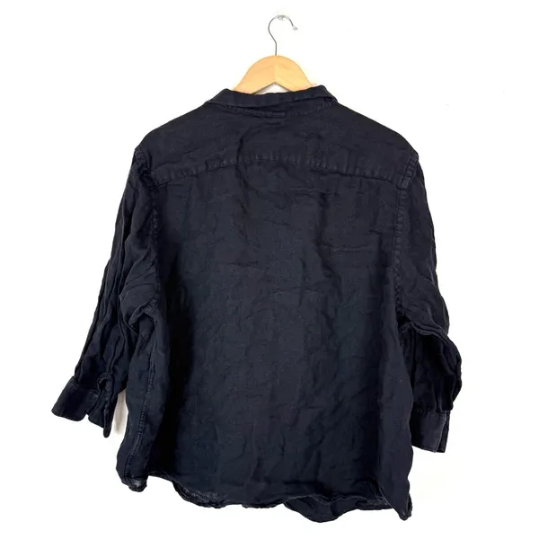 Lauren Ralph lauren black 100% linen button down top - Image 3