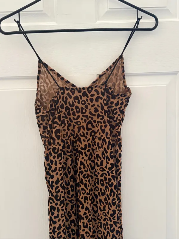 Leopard Print Slip Jumpsuit in Brown - Image 5