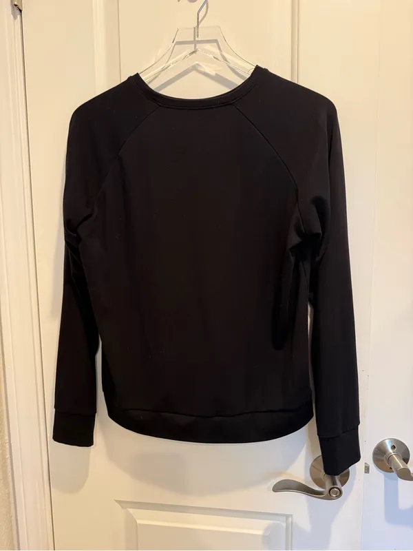 COZY EARTH Women’s Brushed Bamboo Cotton Crewneck Pullover Top Black - Image 3