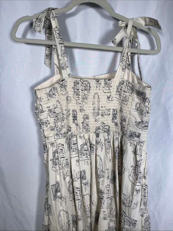 Abercrombie & Fitch Womens Emerson Italy Theme Dress Cream Black Medium - Image 5