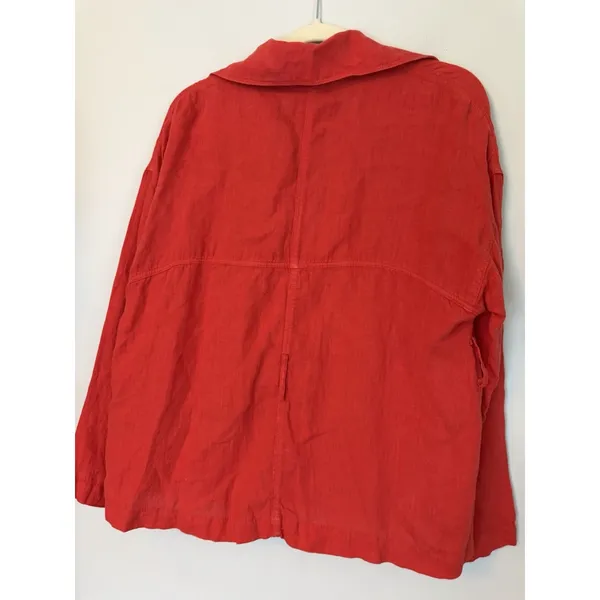 Zara 100% Linen Zip From Blazer Light Jacket Orange Sz M NWT - Image 10