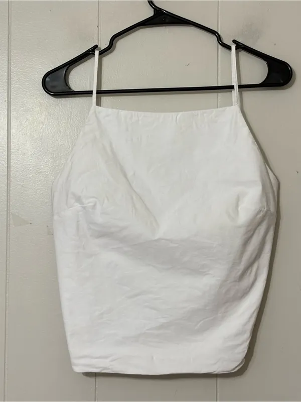 Anthropologie White Open Back Cami Tank Top Size Medium Minimalist Summer Top - Image 4