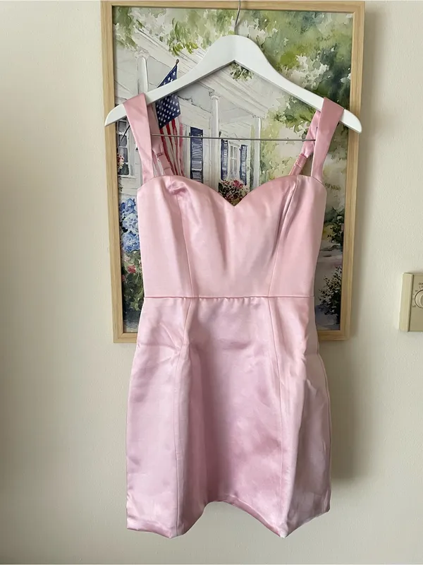 Oh Polly Inanna Sweetheart-Neck A-Line Mini Dress in Light Pink Size US 2 New - Image 3