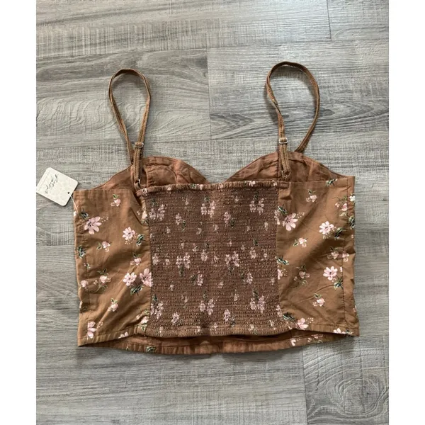 Free People Wild Flowers Embroidered Bustier Corset Top Cottagecore Med NWT Boho - Image 4