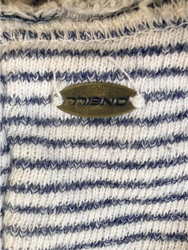O’Neil Womens Medium NWOT Navy White Striped Pullover Hoodie 100% Cotton - Image 4
