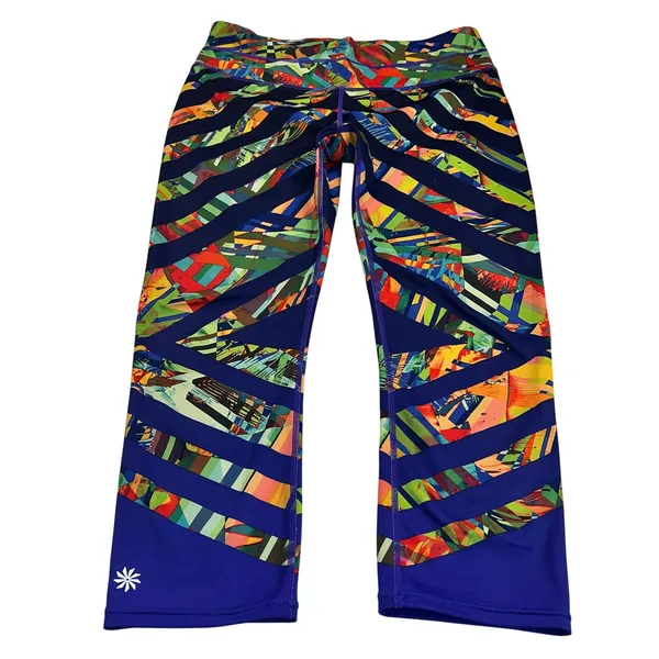 Athleta Kaleidoscope Sonar Capri Compression Leggings Colorful Abstract Size M - Image 12