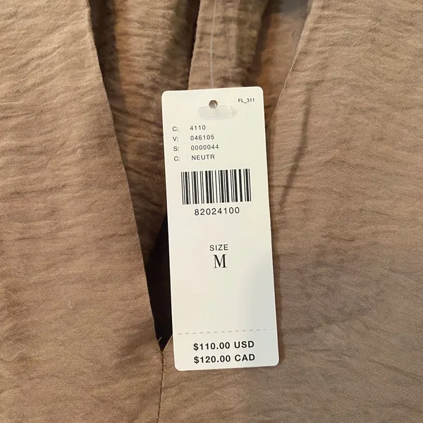 NWT Self Contrast Anthropologie Tan Brown Long Sleeve Tunic Blouse size Medium - Image 4