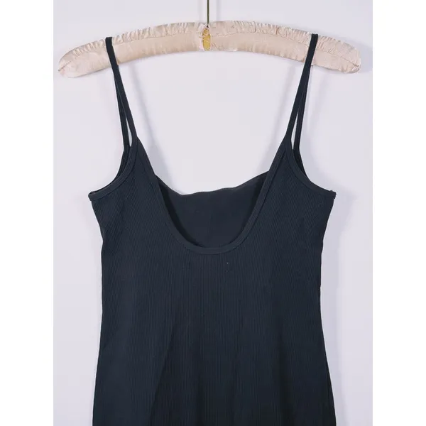 Abercrombie & Fitch Sleeveless Ribbed Side Slit Midi Dress Size S Tall Black LBD - Image 6