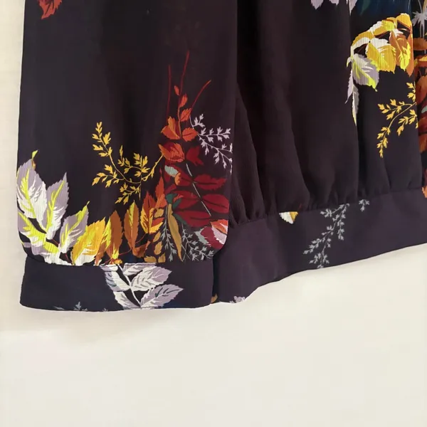 Madewell Floral Wrap Top Burgundy Side Tie‎ V-Neck Blouse 3/4 Sleeve Size M - Image 11