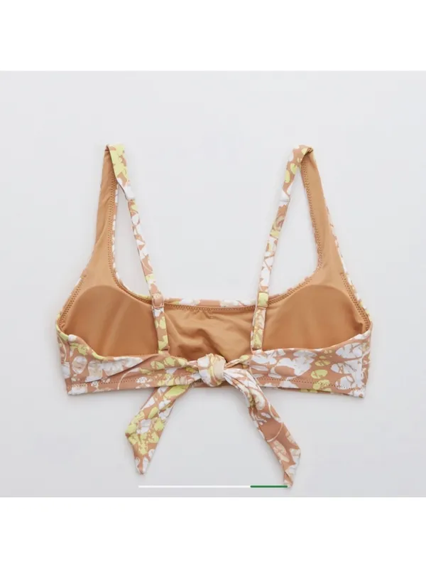 Aerie Scoop tie bikini top and Crossover High Cut Cheeky Bikini Bottom L sands - Image 6