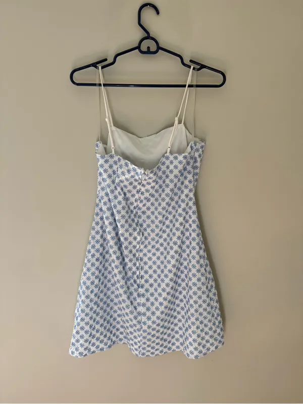 Trixxi Blue White Daisy Floral Fit & Flare Mini Dress Women’s Large - Image 5