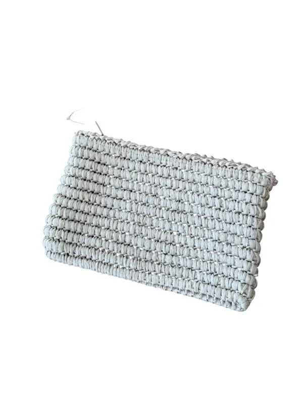 MARCUS BROTHERS Vintage Cream Woven Italian Clutch Bag - Image 6