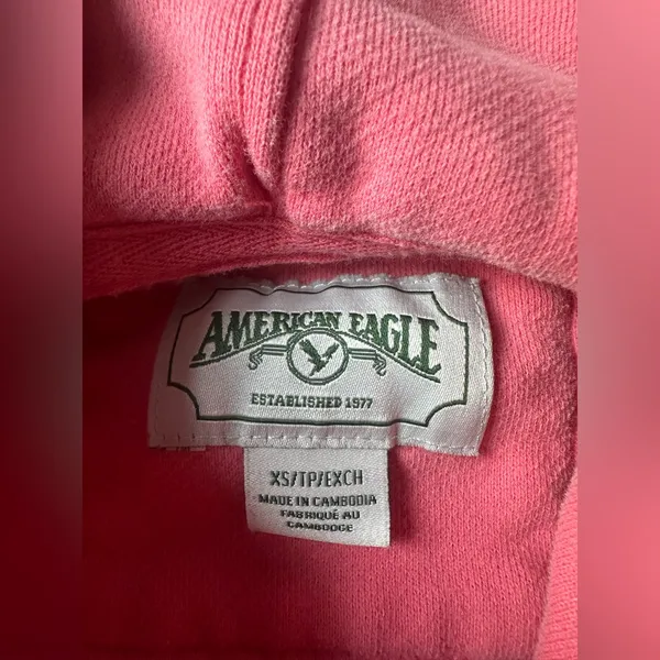 American Eagle oversized side slit pink/coral hoodie sweatshirt, size XS - Image 6