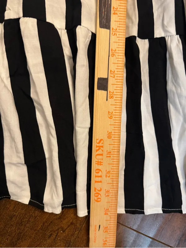 Pretty Garden Black & White Striped Tie-Shoulder Maxi Dress Size Medium - Image 9