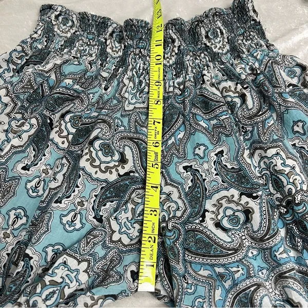 Earthbound Trading Co S Blue White Paisley Flared Leg Pants Womens Wide - Image 5