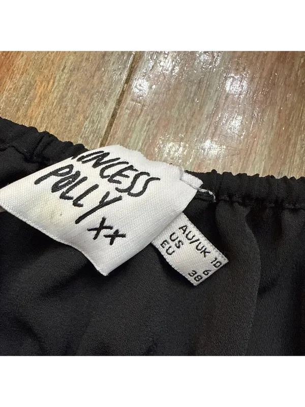 Princess Polly Black Cut Out Mini Dress Size 6 Ruffle Skirt - Image 5