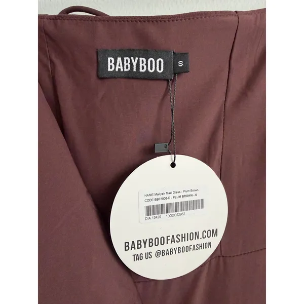 NEW Babyboo Maliyah Maxi Dress in Plum Brown Size Small - Image 7