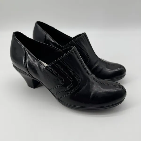 Clarks Chiffon‎ Petal Pumps 6.5M Black Slip On Stitched Heel Comfort Teacher - Image 4