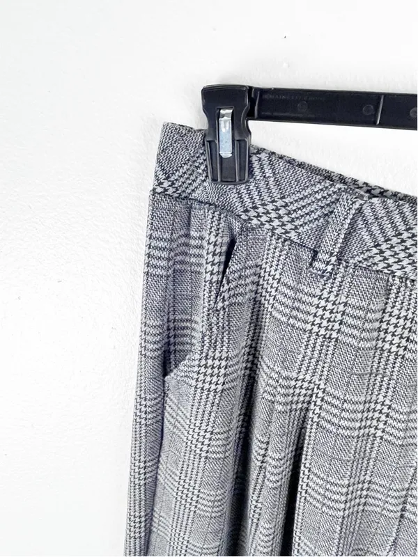 HALARA Gray Plaid Ultra High Rise Wide Leg Pockets Pull On Pants Trousers Large - Image 6