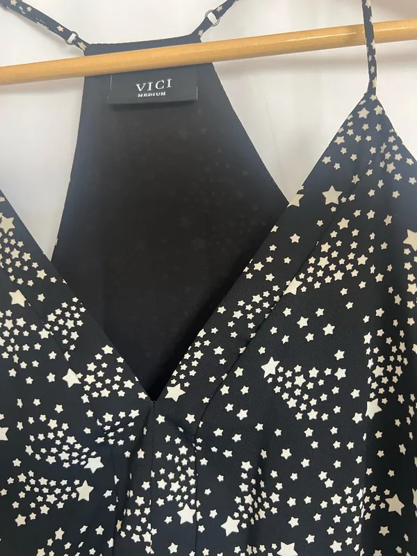 Vici Black and White Starprint spaghetti strap top - Image 3