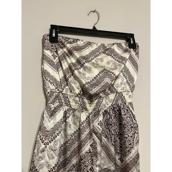 Lulu’s Western Direction Ivory Scarf Print Satin Strapless Jumpsuit size L - Image 6