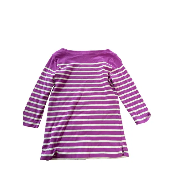 Lauren Ralph Lauren Purple White Striped Boat Neck 3/4‎ Sleeve Top Medium - Image 2