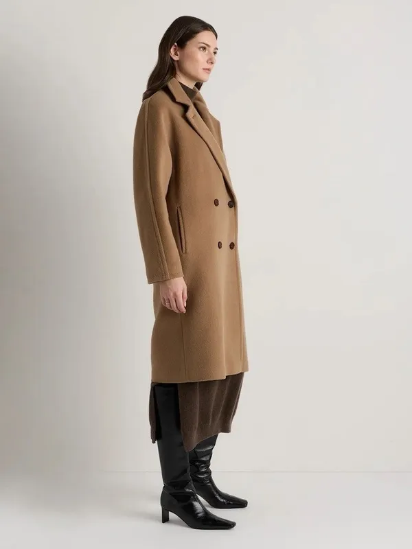 Quince Italian Wool Double-Breasted Slouch Coat XL - Image 2