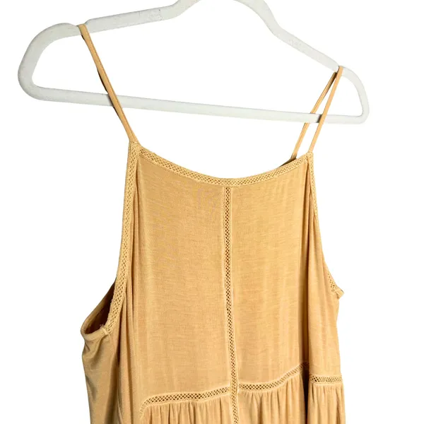 American Eagle Soft & Sexy Yellow Lace Trim Sleeveless Tank Top Size Large Boho - Image 2