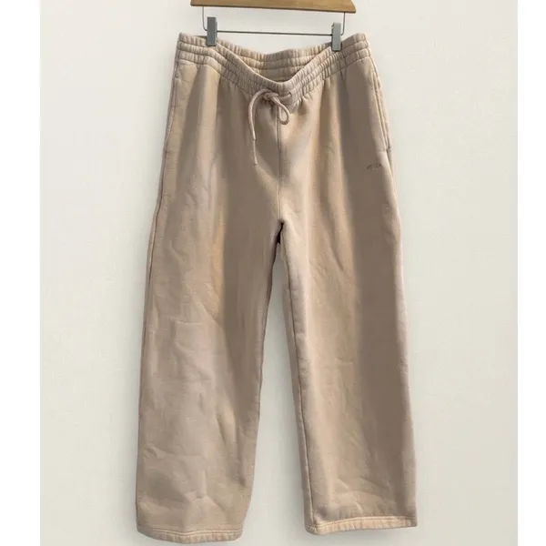Aritzia Sweatfleece Cozy Fleece Boyfriend Wide Leg Sweatpants Beige L - Image 2