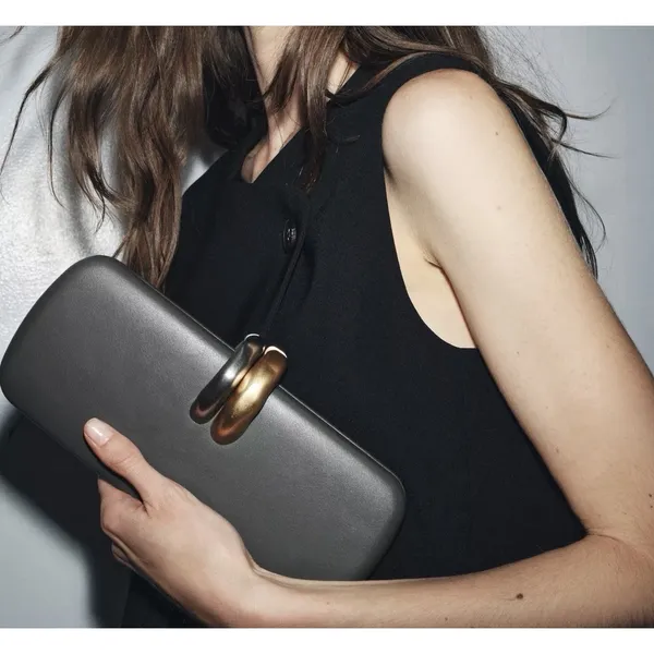 Zara Gray Gold Silver Rigid Clutch Purse‎ Crossbody Luxury Tik Tok - Image 10