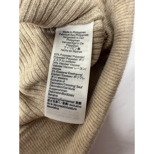 J.Crew Ribbed Crewneck Puff Long Sleeve Sweater Womens Size S‎ Brushed Tan New - Image 6