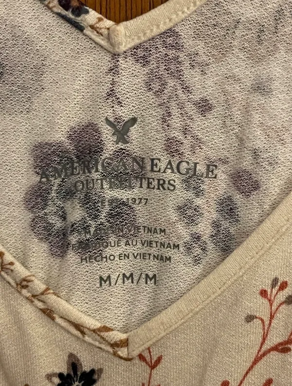 American Eagle Outfitters Cream Floral Cross-Back Camisole - Image 3