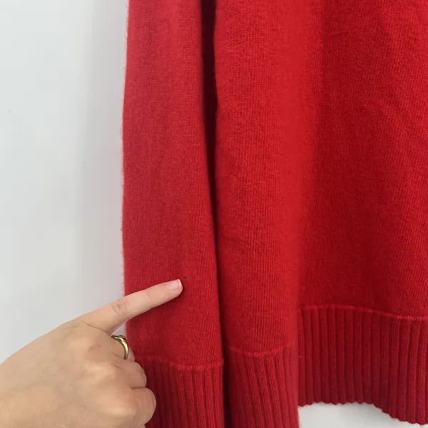 Women's Red Sweater Bianco & Blu Merino Wool Blend Christmas Bright Italy Relax - Image 5