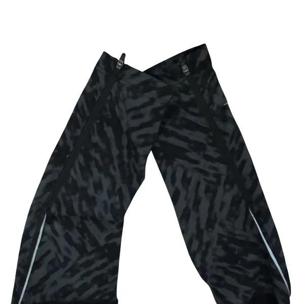 The North Face Women S Black Gray Abstract Print Running Leggings Pants Zipper‎ - Image 3