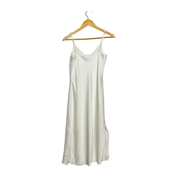 Gianni Bini White Satin Slip Dress NWT Womens Size 2 V-Neck Sleeveless Elegant - Image 2