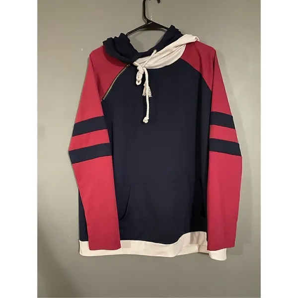 Boutique Happy Sailed Striped Double Hoodie Cowl Neck Sweatshirt Size 2X - Image 2
