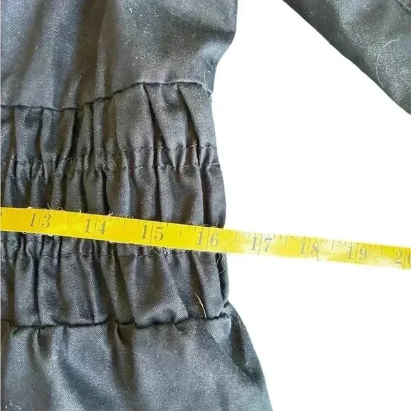 Willi Smith Black Double Breasted Trench‎ Coat Elastic Waist Button Front Small - Image 12