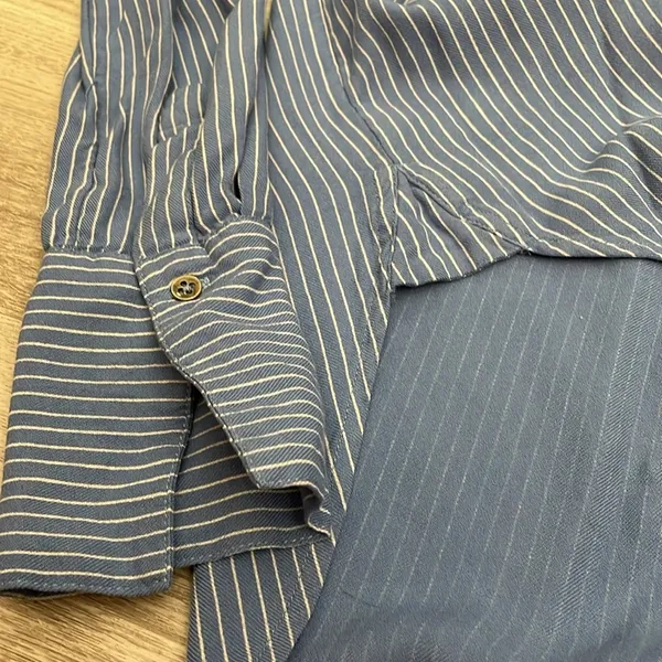 Billabong Blue & White Striped Long Sleeve Button Down Women's Shirt Size Small - Image 8