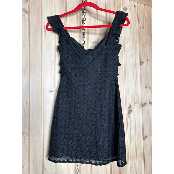 NWT Lulus Melosa Black Textured Ruffled Mini Dress LBD Sheath Party Resort Sz S - Image 6