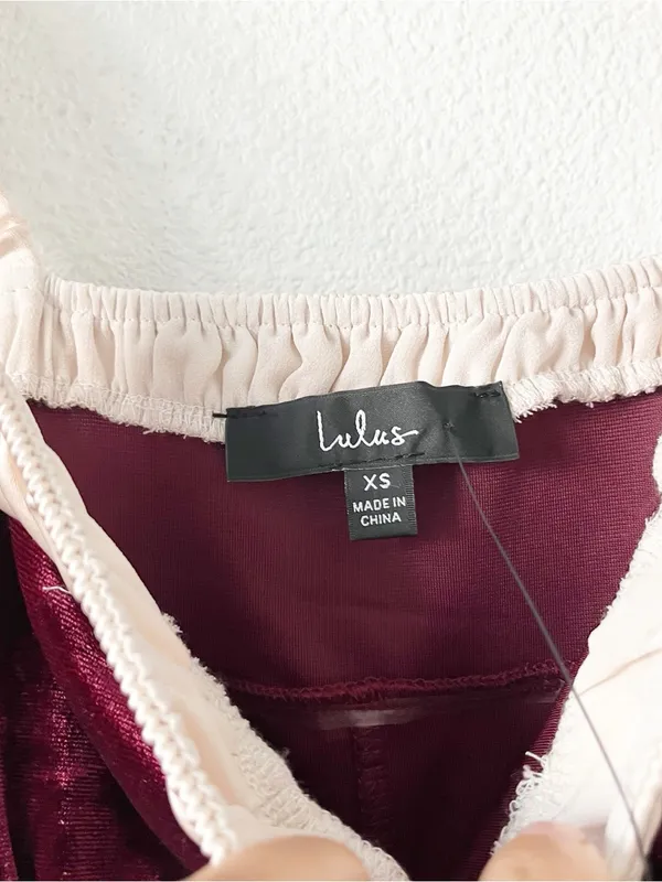 Lulu’s Charmed Appeal Burgundy Velvet Satin Bow Mini Dress - Image 4