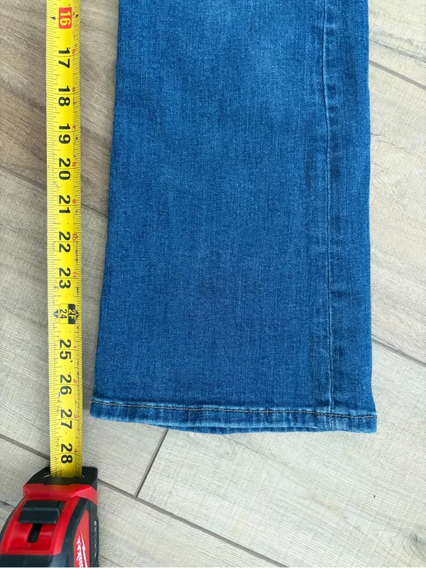 Voyageur by Mersea Nomad Cropped Mini Bootcut Flare Blue Denim Stretch Jeans 25 - Image 8