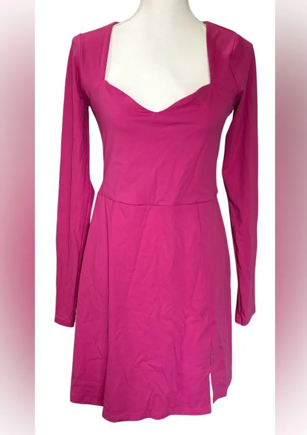 Fit & Comfort Fuchsia Long Sleeve strech Dress - Image 3