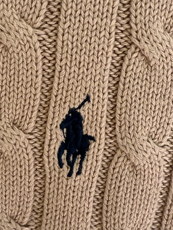 Polo by Ralph Lauren Women’s light brown Cable Knit Crewneck Sweater Size M - Image 2