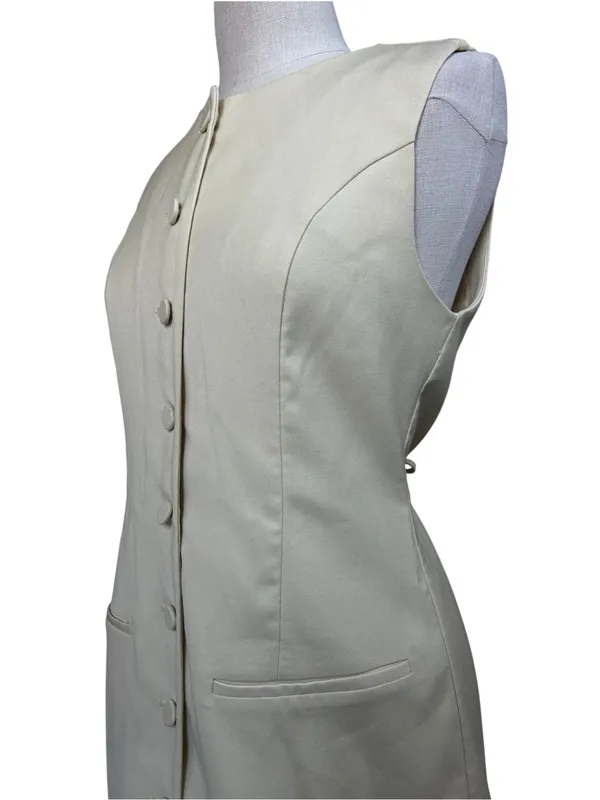 Abercrombie Mara High-Neck Vest Mini Dress in Butter Yellow Size Small Preppy - Image 3
