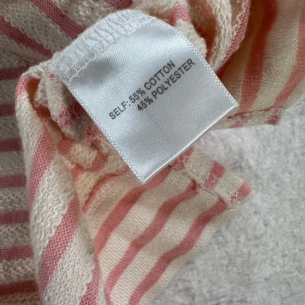 Jane & Delancey Women's Small Pink/Cream Striped Short Sleeve Hooded Terry Shirt - Image 6