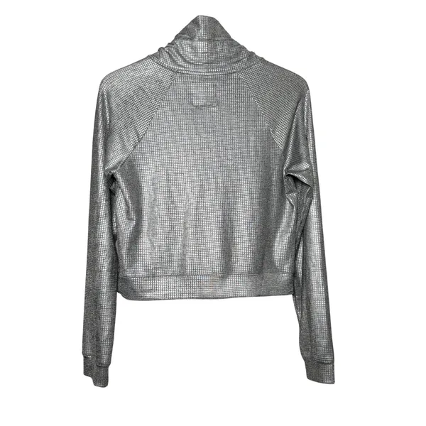 Koral Silver‎ Metallic Funnel Neck Crop Top Womens Small Athleisure Pullover - Image 3