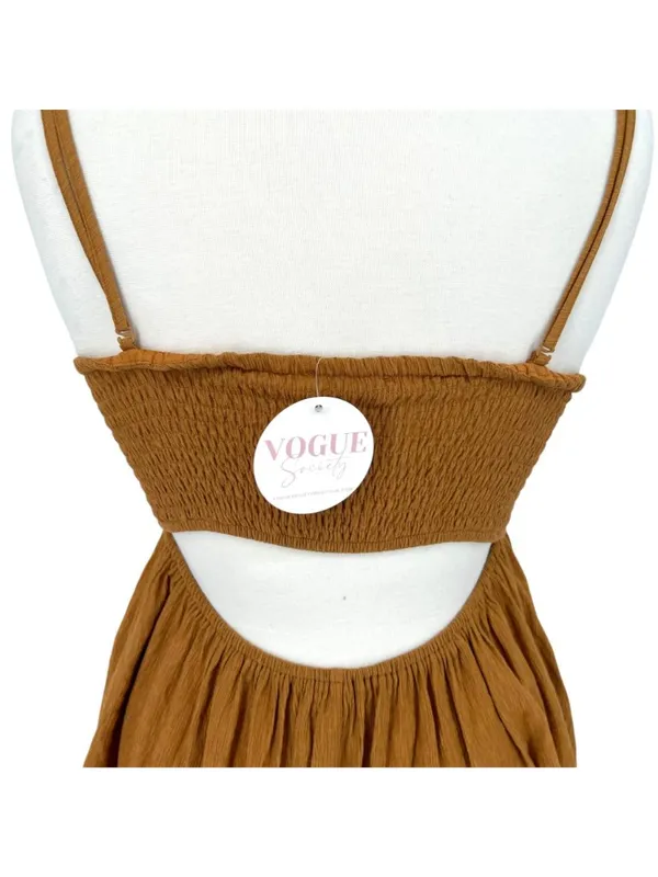 Wishlist Cleo Babydoll Cutout Tank Top Khaki Brown Size Small NWT Boho Cottage - Image 5