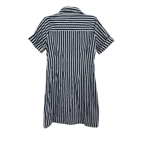 Emily Daniel Pleated Short Dress blue white stripe size Medium - Image 3