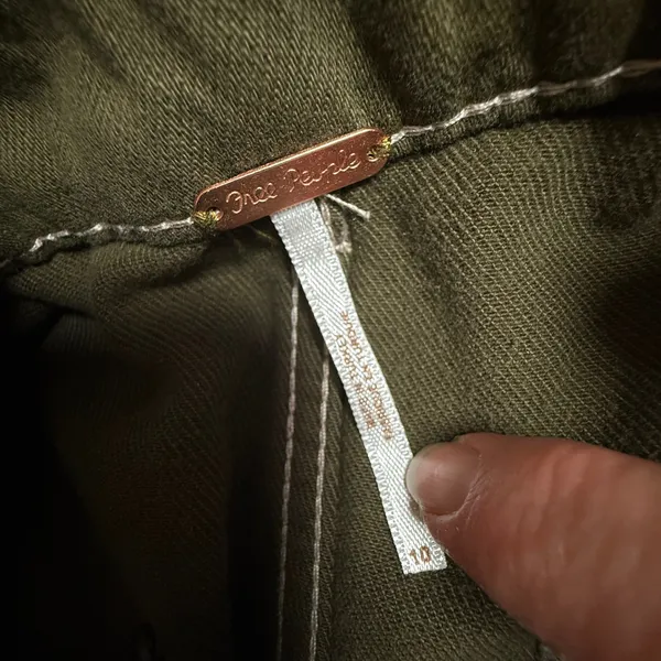 Free People Olive Green Paperbag‎ Waist Utility Mini Skirt Size 10 - Image 3